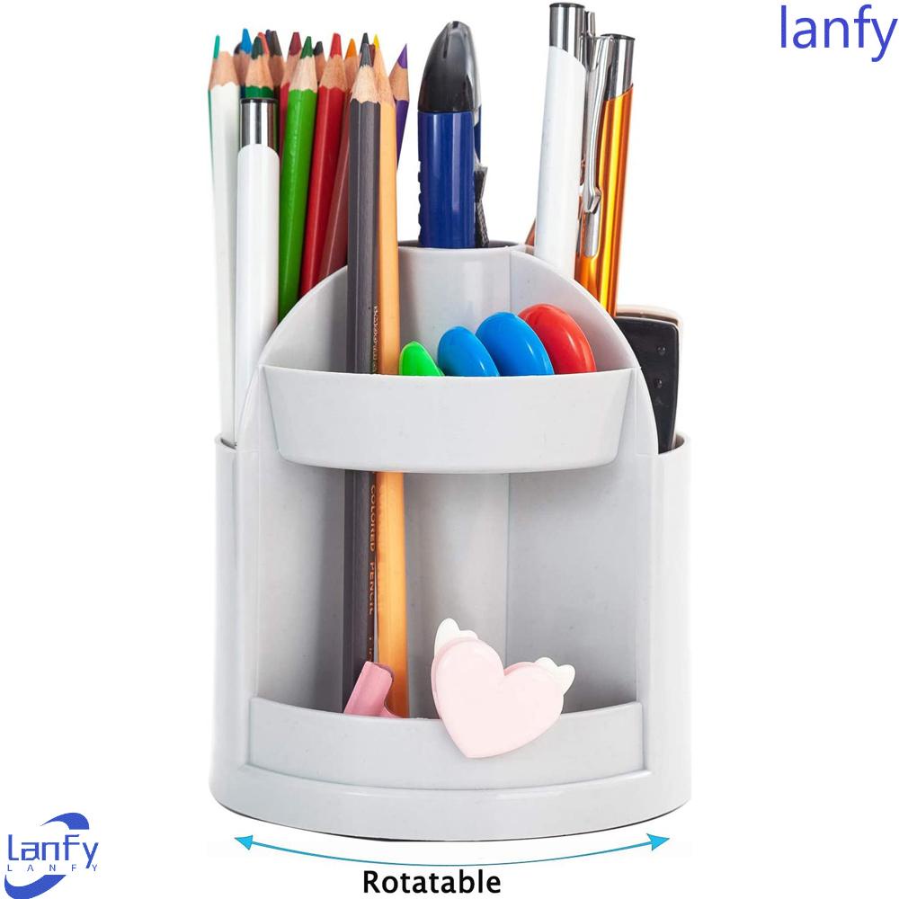 Lanfy Desk Pen Organizer Aksesoris Kantor Escritorio Desktop Candy Pencil Holder Tempat Pulpen Plastik