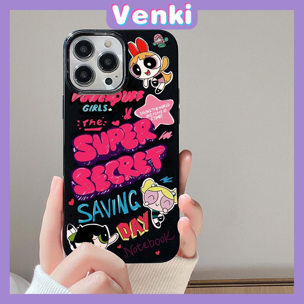 VENKI - For iPhone 11 iPhone Case Black Pink Glossy TPU Soft Case Shockproof Protection Camera Cute Cartoon Compatible with iPhone 13 Pro max 12 Pro Max  xr xs max 7Plus 8Plus