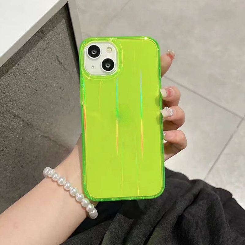 IPHONE Aurora Pelindung Neon Ponsel Cover Iphone14 13 12 11 Pro Max Warna Transparan TPU Anti Jatuh Soft Case Belakang