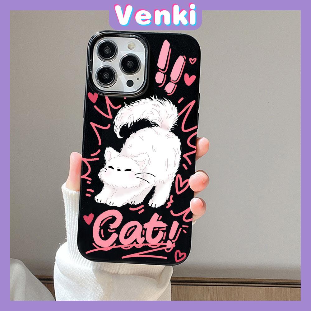 VENKI - For iPhone 11 iPhone Case Black Glossy TPU Soft Case Shockproof Protection Camera Cute Cat Compatible with iPhone 14 13 Pro max 12 Pro Max 11 xr xs max 7Plus 8Plus