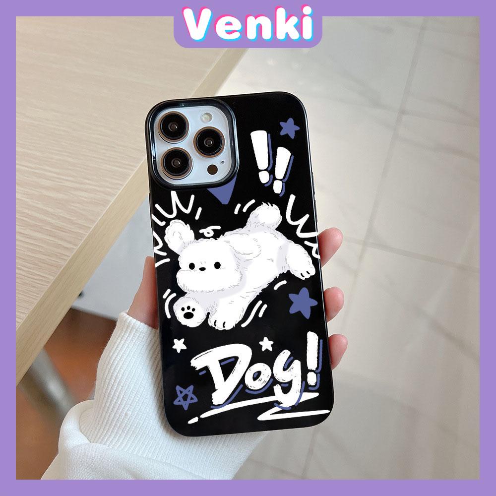 VENKI - For iPhone 11 iPhone Case Black Glossy TPU Soft Case Shockproof Protection Camera Cute Dog Compatible with iPhone 14 13 Pro max 12 Pro Max 11 xr xs max 7Plus 8Plus