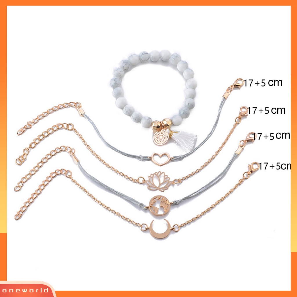 [EONE] 5pcs Wanita Gelang Stackable Adjustable Perhiasan Indah Bohemian Bracelets Untuk Pantai