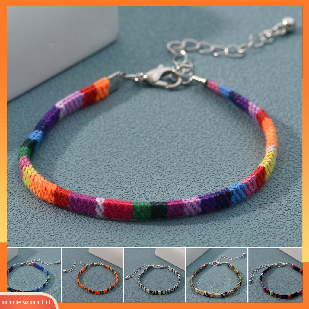 [EONE] Braided Gelang Bohemian Etnik Anyaman Adjustable Geometris Hias Hadiah Wanita Warna-Warni Tali Bangle Pergelangan Tangan Aksesoris Untuk Pakaian Sehari-Hari