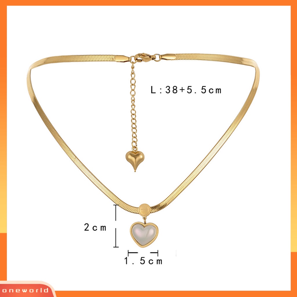 [EONE] Wanita Kalung Hati Colorful Shell Stainless Steel Ins Style Snake Chain Pendant Necklace Untuk Pakaian Sehari-Hari