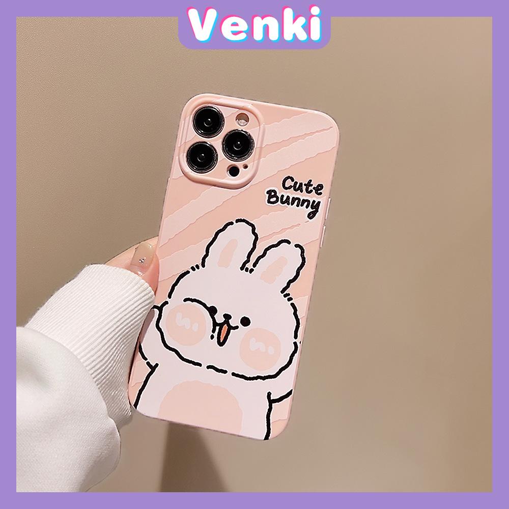 VENKI - For iPhone 11 iPhone Case Film TPU Soft Case White Glossy Cute Bear Rabbit Camera Protection Shockproof Compatible with iPhone 14 13 Pro max 12 Pro Max xr xs max 7 8Plus