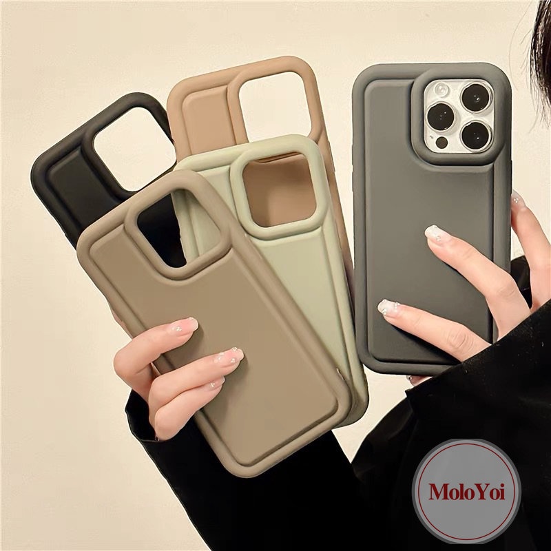 IPHONE Casing Simple Mewah Kompatibel Untuk Iphone11 14 13 12 Pro MAX 7Plus 8Plus XR 6.6s 7 8 Plus X XS MAX SE 2020 Menebal Airbag Shockproof Matte Polos Silikon Cair Soft Cover