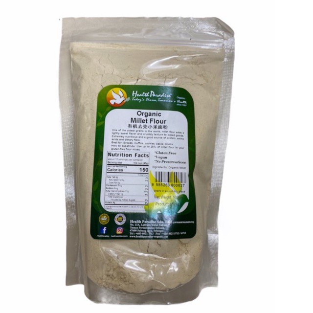 

Health Paradise Organic Gluten Free Millet Flour 500gr (CitraFood)