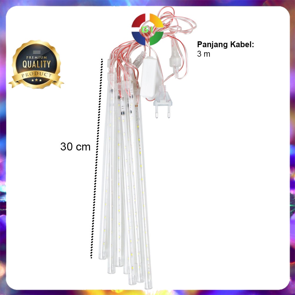 SMD Lampu Hias Gantung String Lights Meteor Rain Cool White 30 cm 8PCS - White