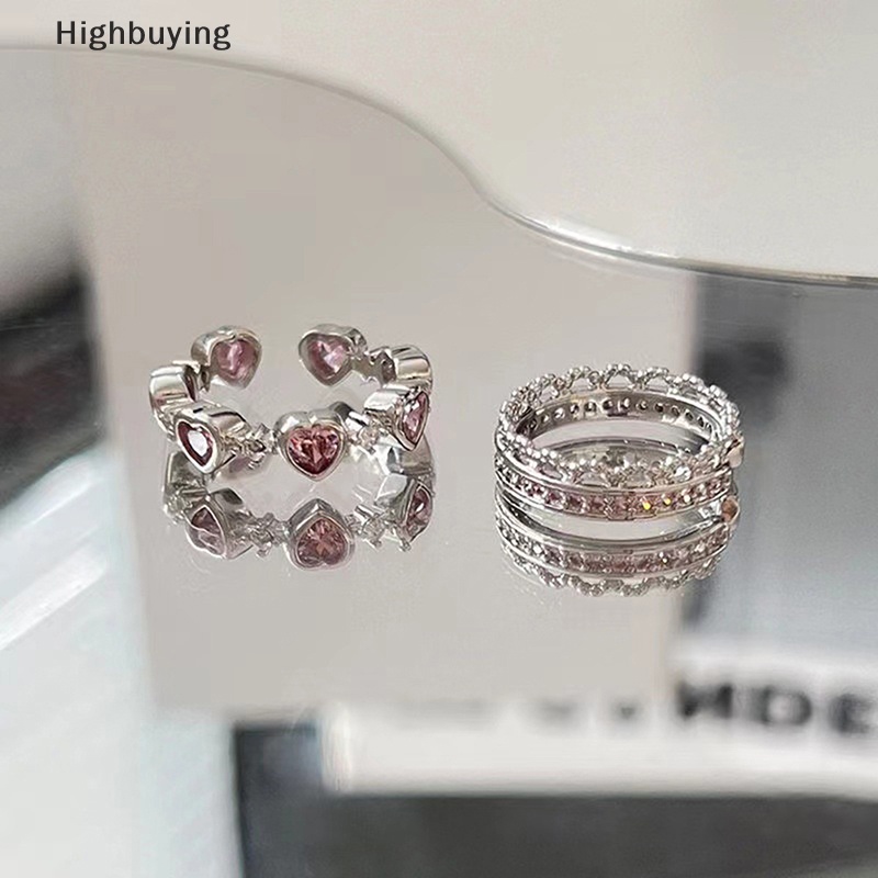 Hbid Fashion Kreatif Punk Gothic Duri Cinta Hati Cincin Mata Kucing Merah Muda Jantung Cincin Wanita Pembukaan Perhiasan Cincin Hadiah Glory