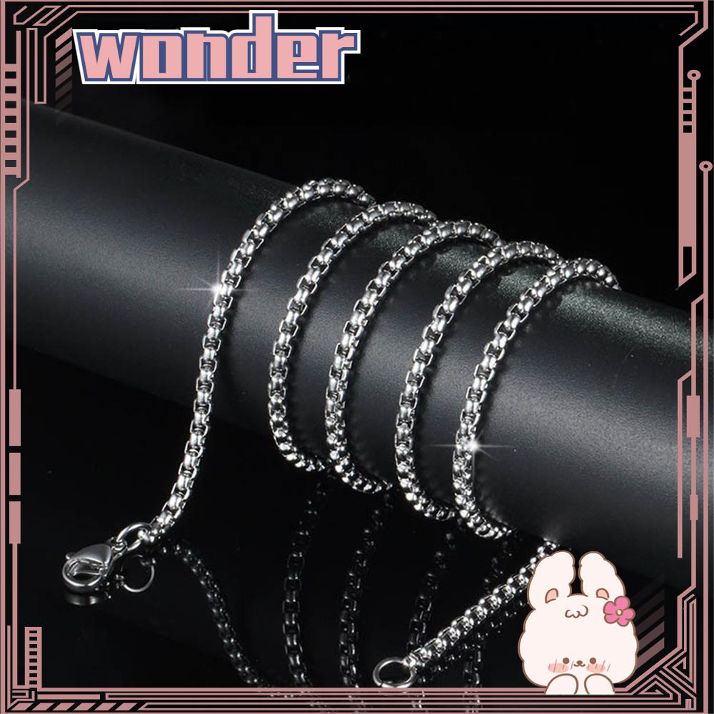 Wonder Kalung Stainless Steel Pesta Wanita Pria Pernyataan Warna Silver