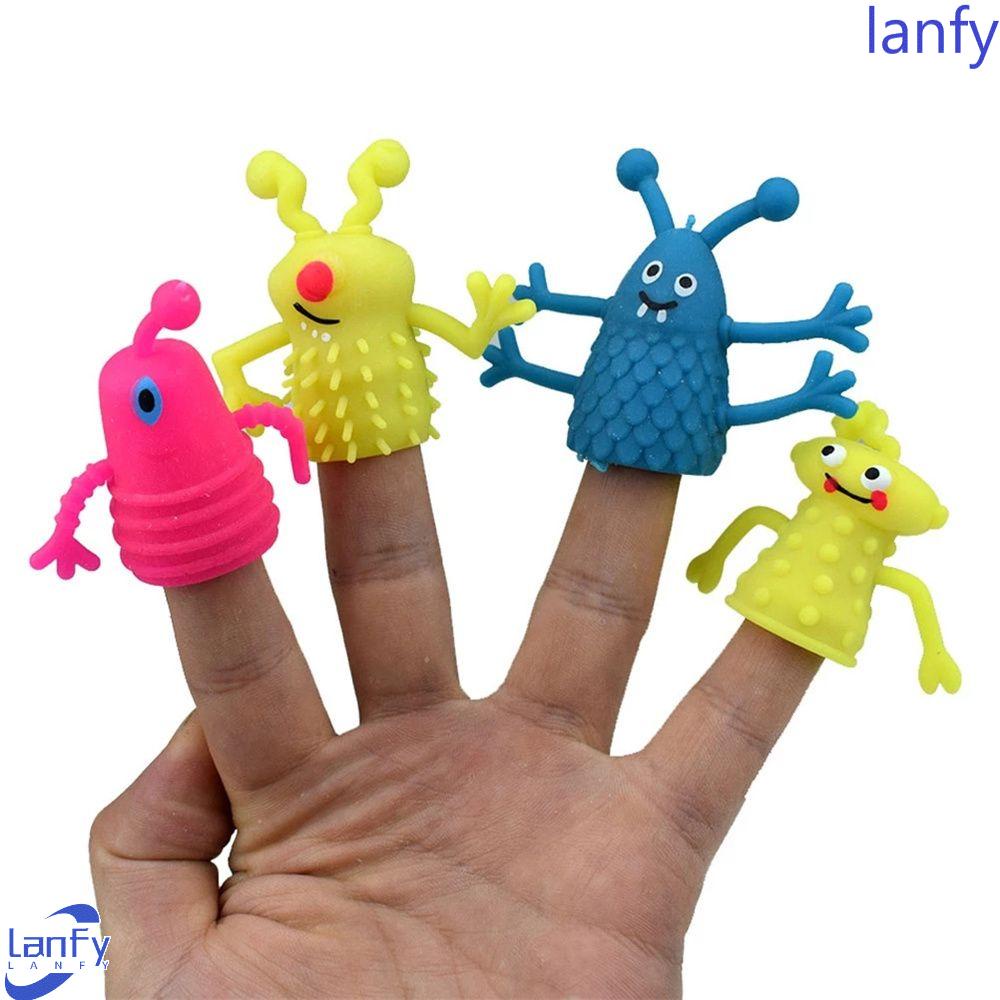 Lanfy Hand Puppets 4Pcs/Set Role Play Bercerita Prop Hadiah Anak Bayi Bercerita Orang Tua Properti Bercerita