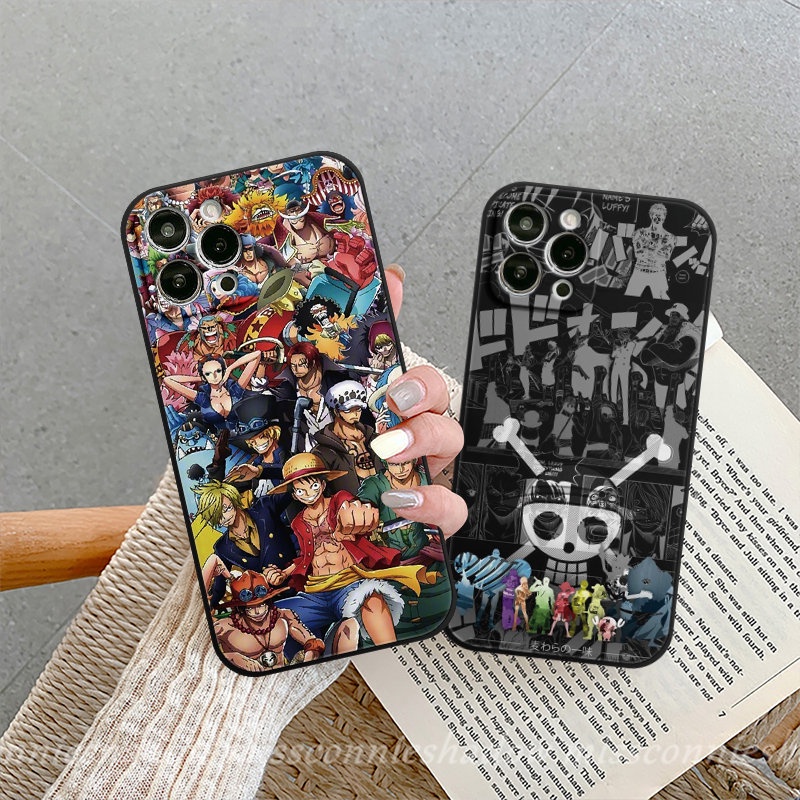 Case One Piece Anime Kartun Trendi Untuk Redmi 12C 9A A1 9 10 9T 9C NFC Note12 11 11s 9 8 10s 10 Pro Plus Mi 10 11 Lite 10T Poco M4 X5 F4 M5 F3 M3 X3 Pro Soft Cover Tepi Lurus