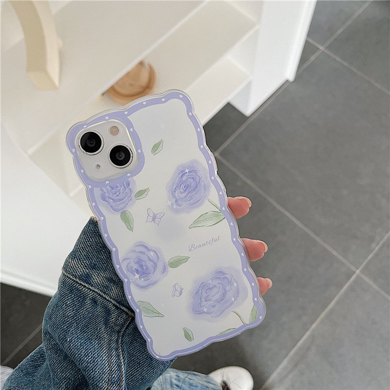 [INS Wave] Purple Rose Soft TPU Case HP iP iPhone 11 12 13 14 Pro Max7 8+Plus SE 2020 X XS XR Max Gadis Wanita Bening FTD Casing Apple