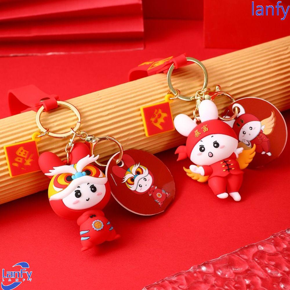 Lanfy Kelinci Gantungan Kunci Kreatif Pasangan Ornamen Hadiah Mainan Anak Ransel Liontin2023Tahun Kelinci Kunci Gesper Key Lanyard