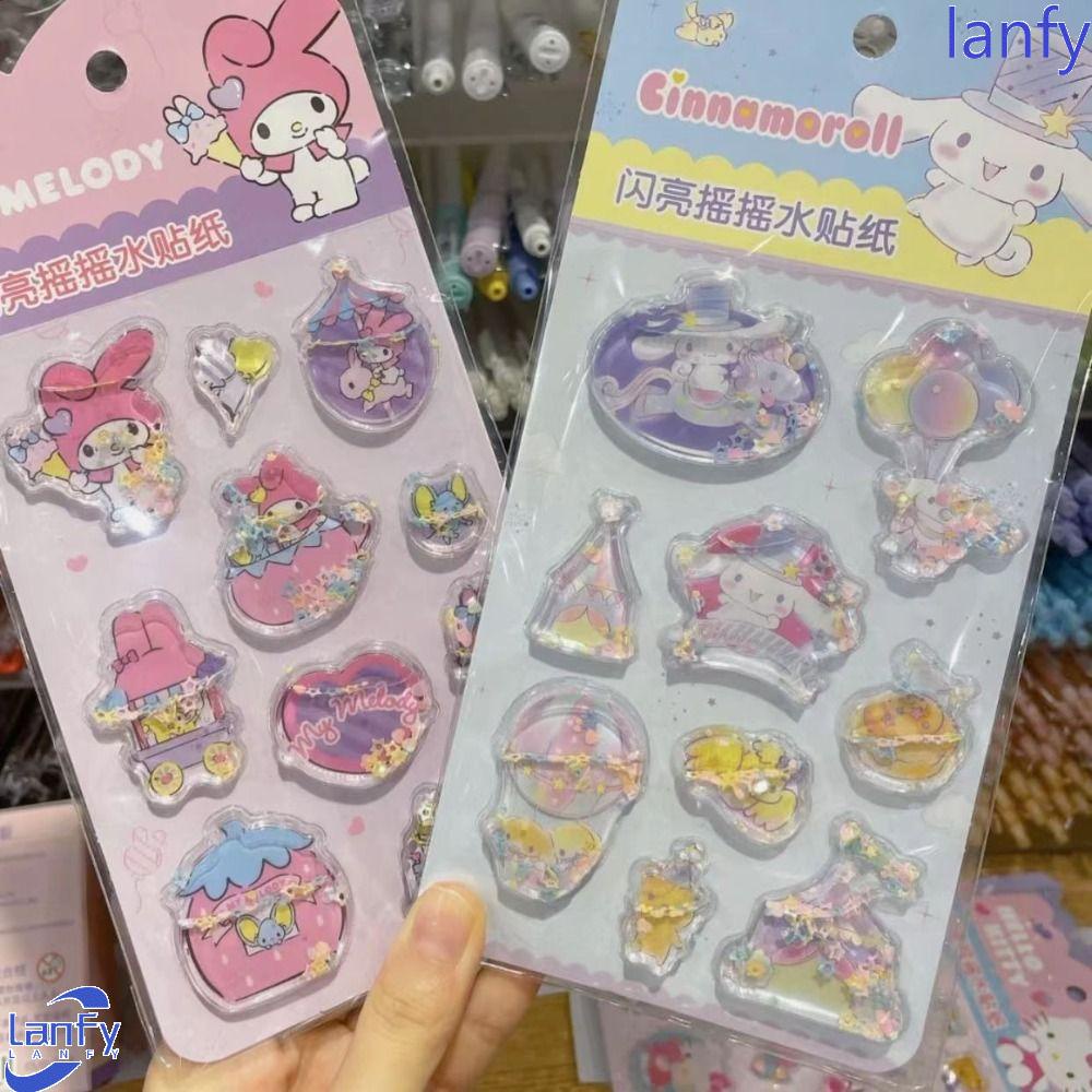 Lanfy Shake Air Stiker Kawaii Kartun Kuromi Scrapbooking Hand Akun Melody Stiker Hias