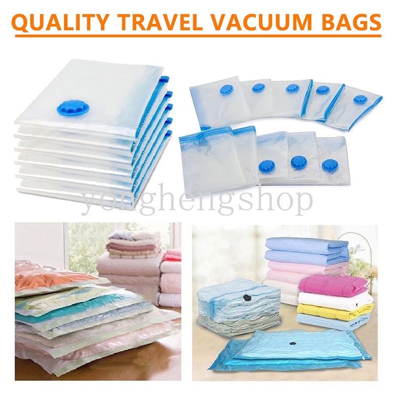 4ukuran Kantong Kompresi Vakum Dengan Katup Hemat Ruang Pakaian Selimut Selimut Storage Bag Lemari Organizer Travel Portable Compressed Bags