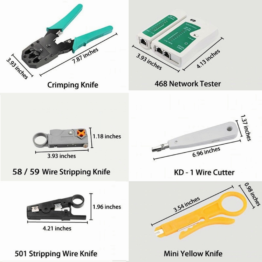 TOOLKIT NETWORK REPAIR TANG CRIMPING LAN TESTER RJ45 RJ11 PLUGBOOT