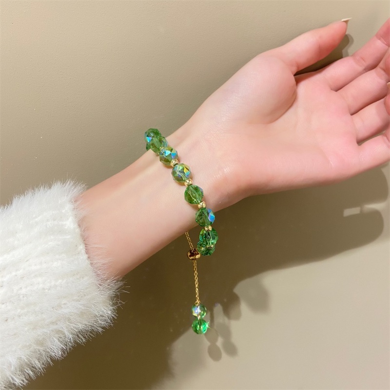 Gelang Kristal Transparan Warna-Warni Fashion Korea Ins Desain Tarik Gelang Mahasiswa Gelang Manik-Manik Fashion