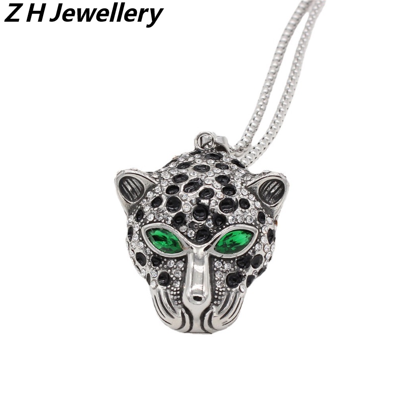 P0835 Perhiasan Perdagangan Luar Negeri Grosir Unik Retro Kepala Harimau Pria Hip Hop Titanium Steel Kalung