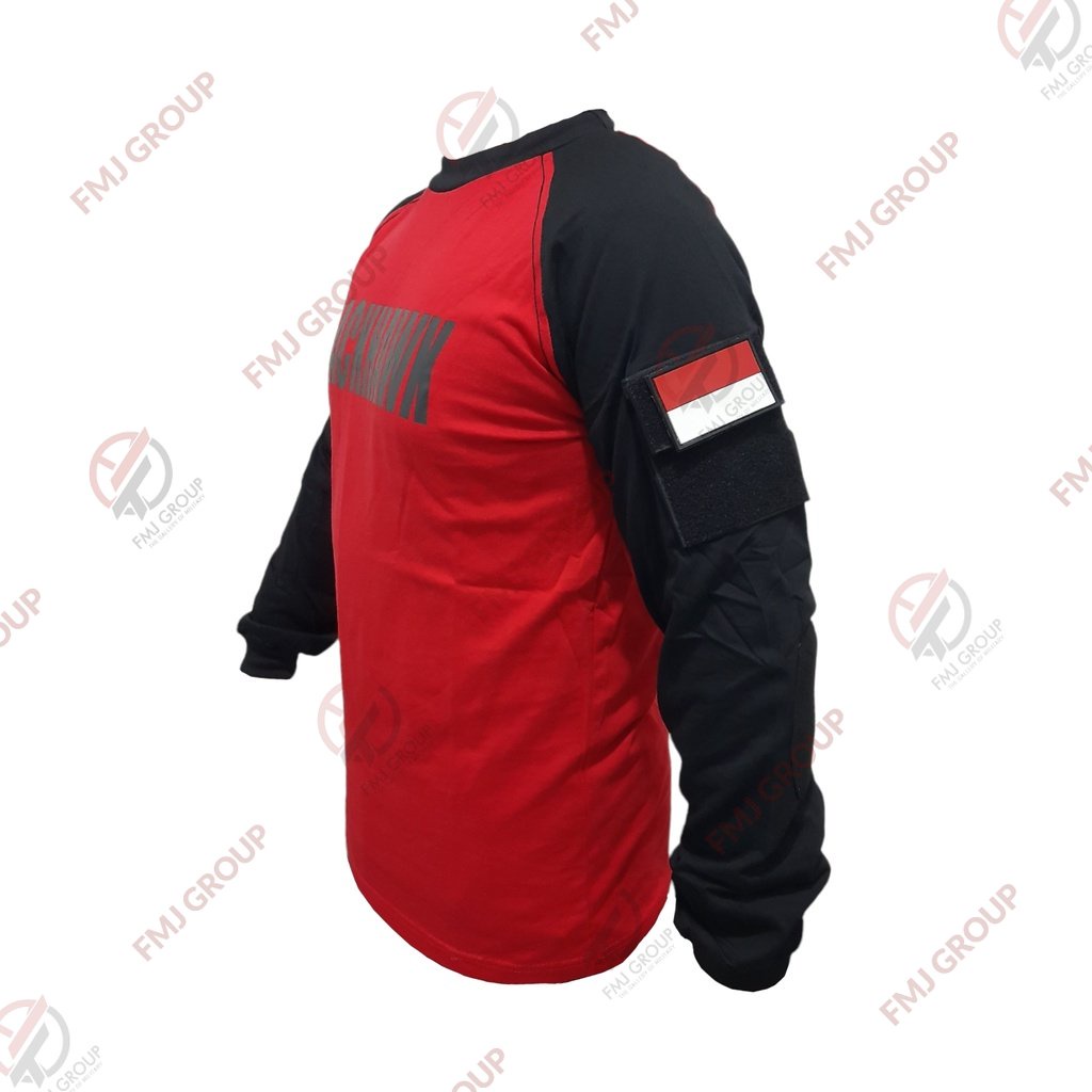 Kaos Panjang Tactical Blackhawk Merah Kombinasi Hitam