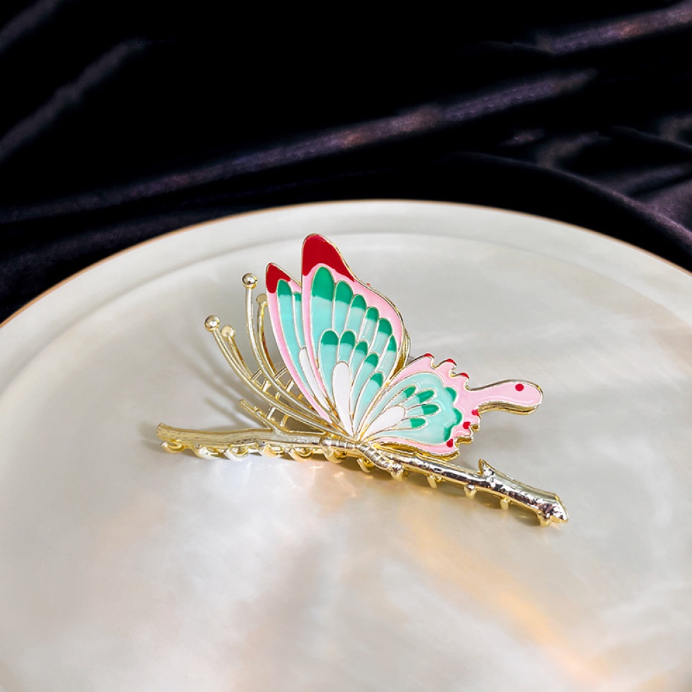 Fashion Enamel Kupu-Kupu Jepit Rambut Wanita Hair Claw Elegan Besar Logam Kepiting Hiu Klip Aksesoris Rambut Perempuan