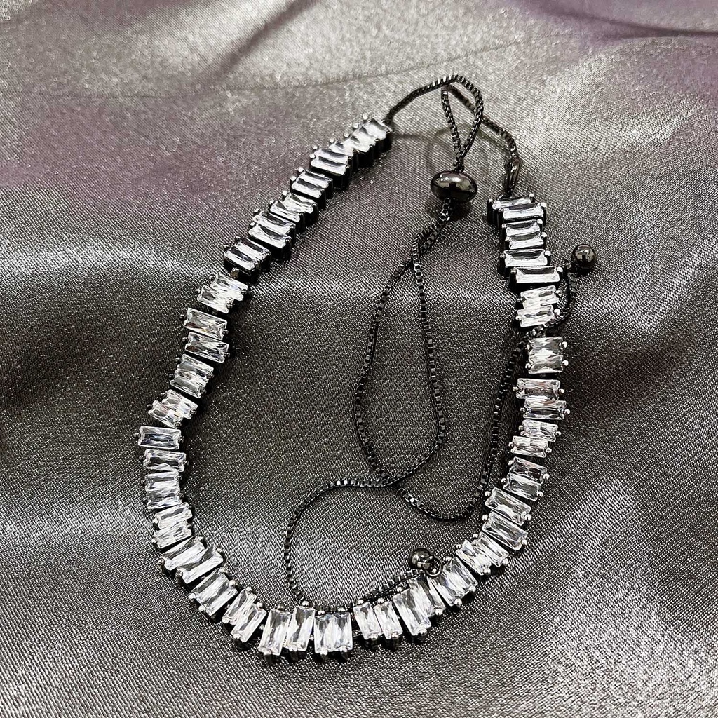 Goldkingdom Aksesoris Perhiasan Fashion Ready Stock Kalung Yang Dapat Disesuaikan Penuh Berlian, Berlian Berkilau, Choker Kalung Teleskopik Wanita