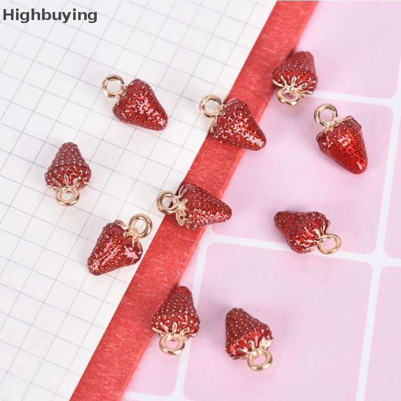 Hbid 10Pcs/Set Enamel Alloy Strawberry Ch Liontin Perhiasan DIY Membuat Kerajinan Hadiah Glory