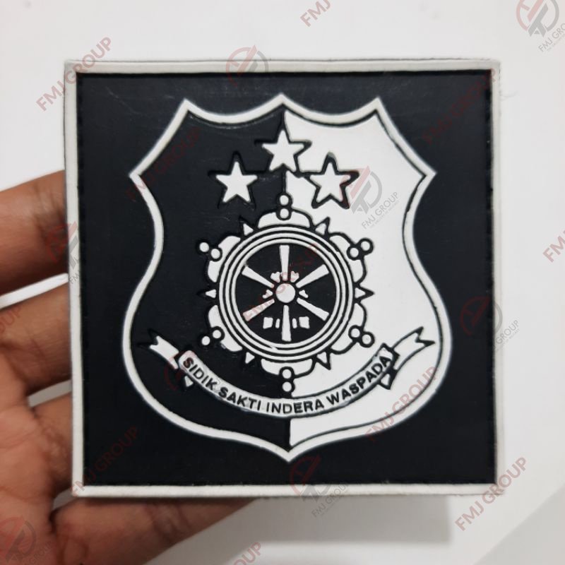 Patch Rubber Logo Bareskrim Reskrim Putih / Emblem Karet Logo Sidik Sakti Indera Waspada Putih / Patch Perekat Velcro