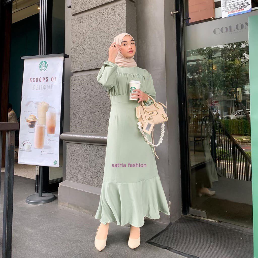 Aulia dress kondangan hijab / seragam brides maid terbaru korean style / gamis kondangan jumbo