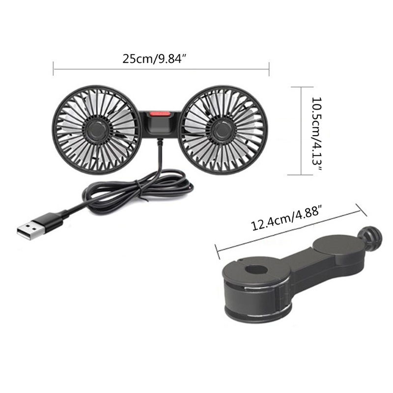 Zzz Usb Car Fan Car Back Seat Dual-Head Usb Car Fan 3speed Adjustable Untuk Auto Rear Seat Cooler Air Fan Car Accessorie