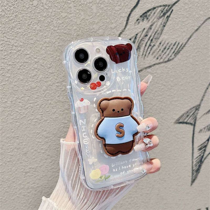 IPHONE Frame Melengkung Lensa Rounded Transparan Air Cushion Sticker Desain Boneka Casing Ponsel Kompatibel Dengan Iphone12 13 14 11 Pro Max X Xs Max Xr Dcdx