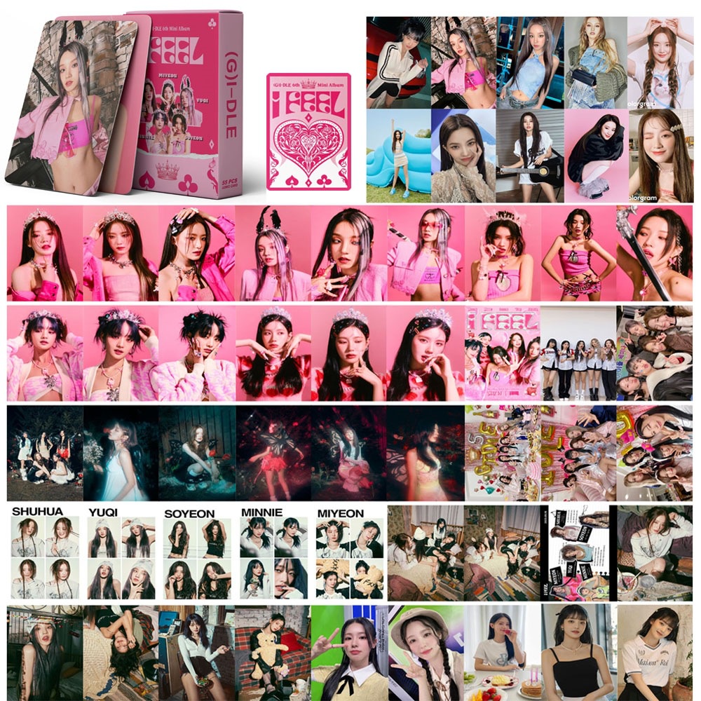 55pcs/box (G) I-DLE Album I FEEL Queencard Photocards YUQI MINNIE SHUHUA SOYEON MIYEON Lomo Kartu GIDLE Kpop Postcards