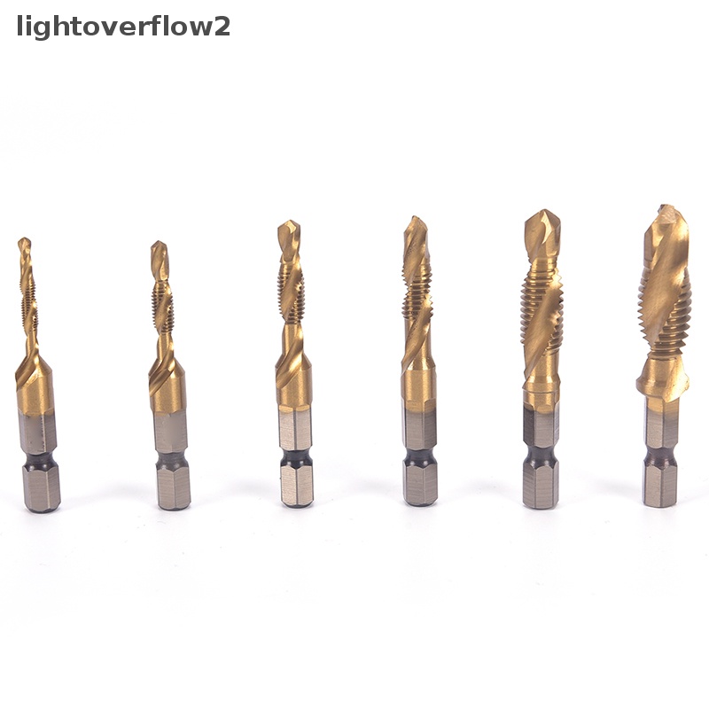 [lightoverflow2] M3-m10 Hex Shank Titanium Plated HSS Tangan Ulir Metric Tap Drill Bits [ID]