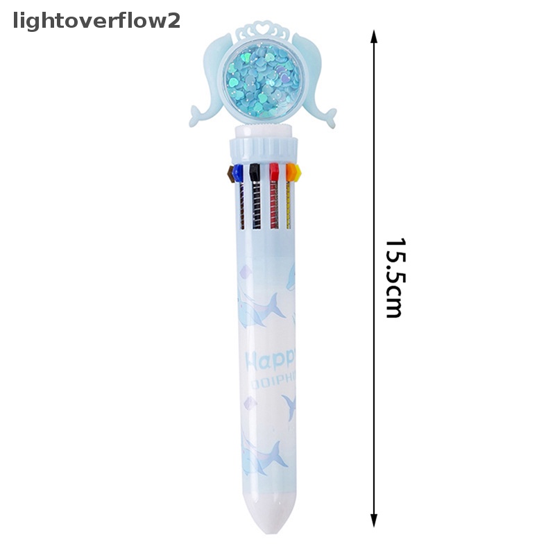 [lightoverflow2] 10warna Lucu Hewan Mermaid Ballpoint Pen Rollerball Pen Sekolah Kantor Supply Hadiah Warna-Warni Isi Ulang Set Alat Tulis [ID]