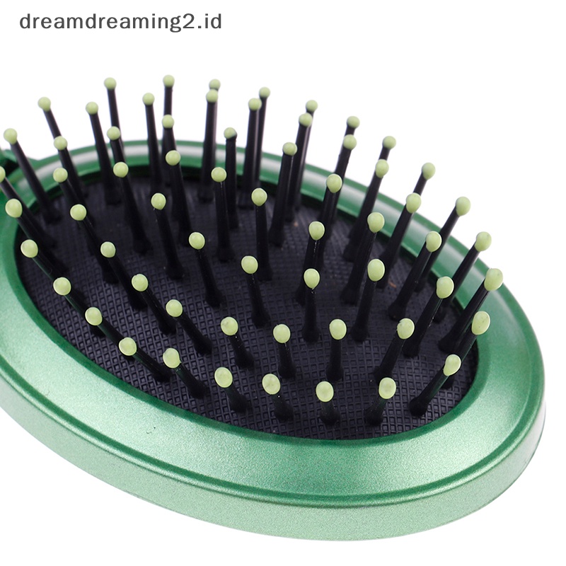 (drea) Sikat Rambut Lipat Portable travel Dengan Cermin compact pocket size comb gifts//