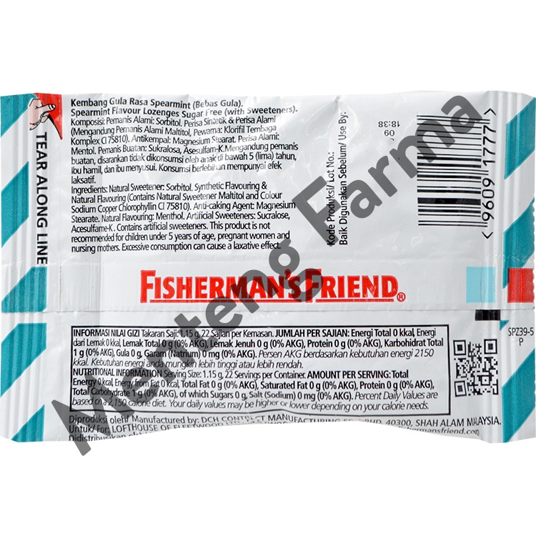 Fisherman's Friend Spearmint Sugar Free - Permen Pelega Tenggorokan
