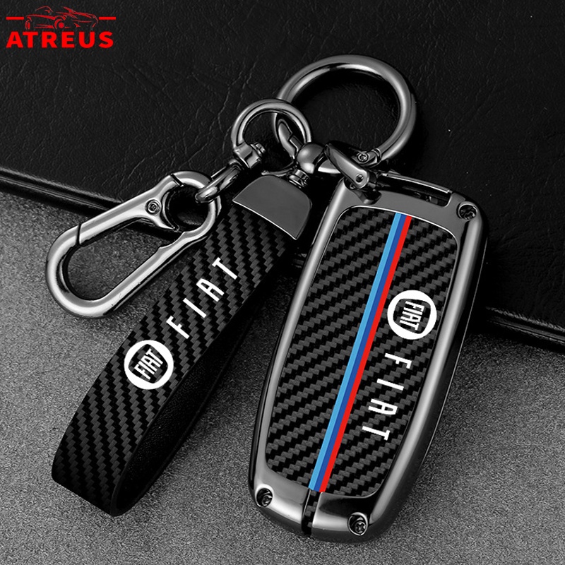 Fiat Zinc Alloy Bungkus Penuh Case Kunci Mobil Cover Serat Karbon Kulit Smart Key Protector Untuk Uno Toro 500 Bravo Punto Palio Argo Stilo Strada Mobi