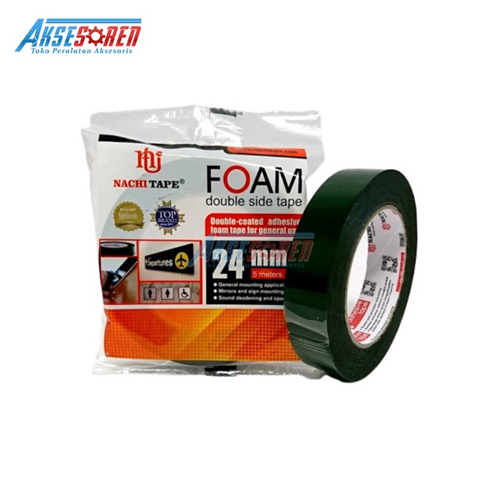 

DOUBLE TAPE FOAM NACHI [24 MM/1 PCS] / LAKBAN ISOLASI SELOTIP DOBEL TIP HITAM