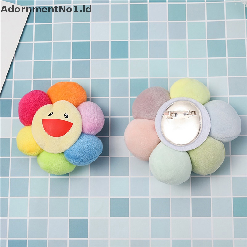 [AdornmentNo1] Katun Puffy Sunflower Smiley Face Bros Untuk Wanita Fashion Tanaman Kerah Pin Lencana Bros Pakaian Tas Aksesoris Perhiasan [ID]