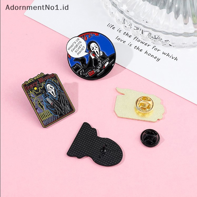 [AdornmentNo1] Fashion Berlebihan Gaya Punk Tanpa Wajah Laki-Laki Paduan Enamel Bros Kepribadian Lucu Tengkorak Dengan Lencana Pin Aksesoris Hadiah [ID]