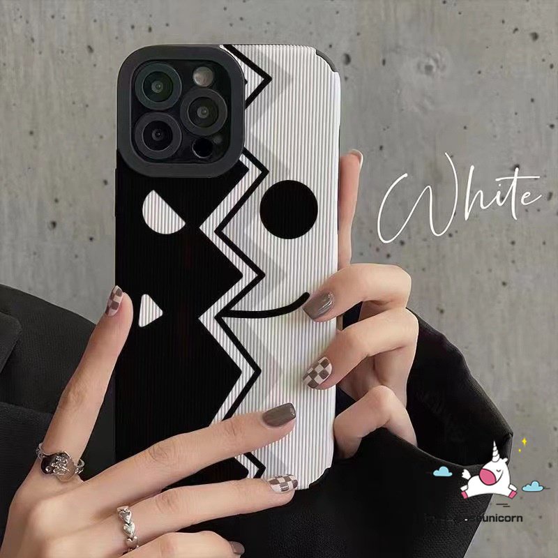 Casing Belakang Ekspresi Lucu Kartun Kompatibel Untuk iPhone 7Plus 8Plus 11 14 12 13 Pro MAX 7 8 Plus XR X XS MAX Shockproof Simple Mewah Tekstur Kulit Silicon Tpu Soft Case