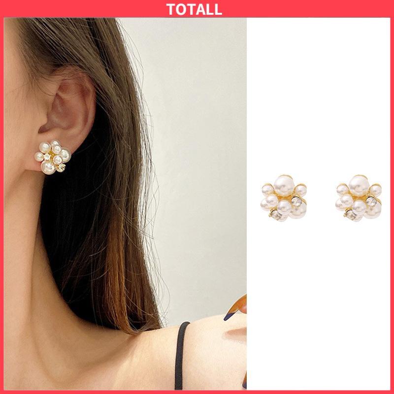 COD Anting Mutiara Fashion Design Sense Berlian Imitasi  Anti Alergi Anting Perak-Totall