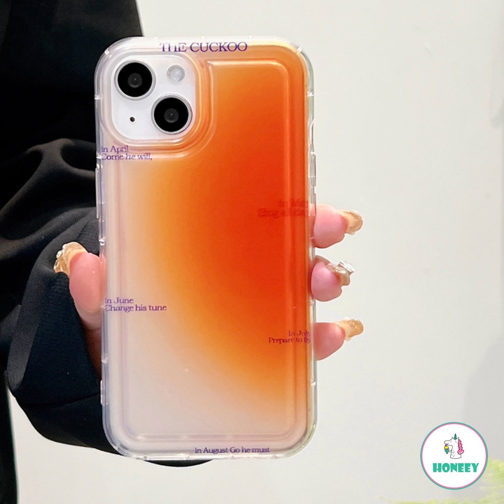 Fashion Gradient Orange English Phone Case Untuk iPhone 11 Pro Max13 14 12 Pro Max XS XR 6 7 8 Plus Shockproof Lembut TPU Cover Pelindung