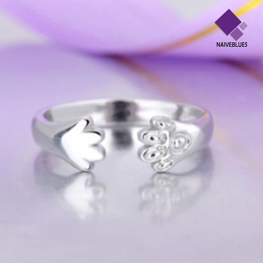 &lt; Naiveblues &gt; Cincin Jari Paw Opening Jewelry Adjustable Bright Luster Ring Pakaian Sehari-Hari