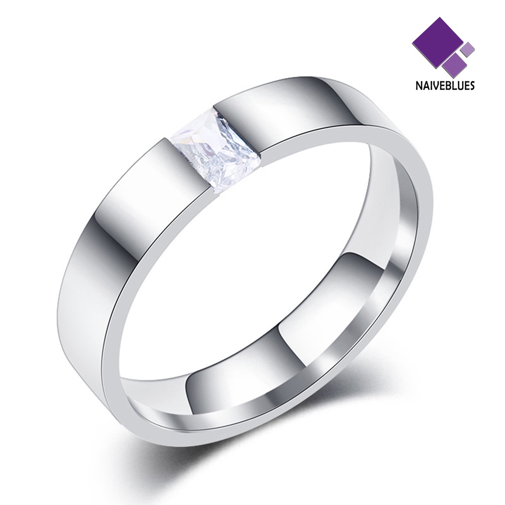 &lt; Naiveblues &gt; Cincin Unisex Bright Luster Adjustable Open Design Glossy Semua Dekorasi Hadiah Zirconia Wanita Pernikahan