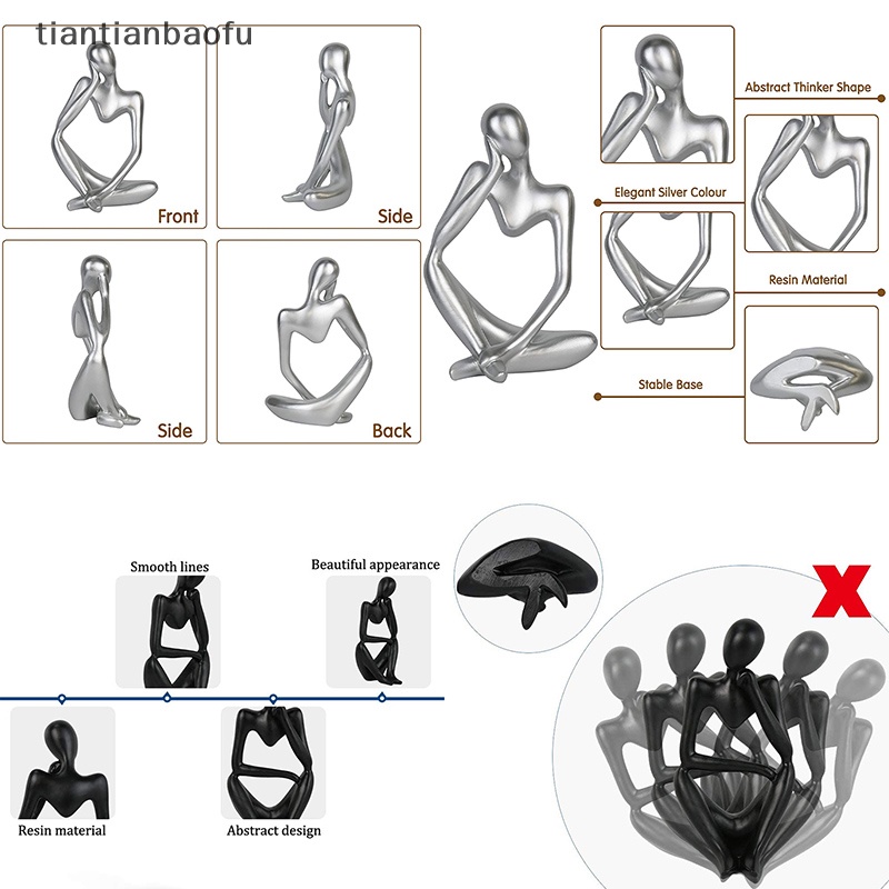 [tiantianbaofu] Nordic Abstrak Pemikir Patung Resin Dekorasi Rumah Kerajinan Patung Hadiah Butik