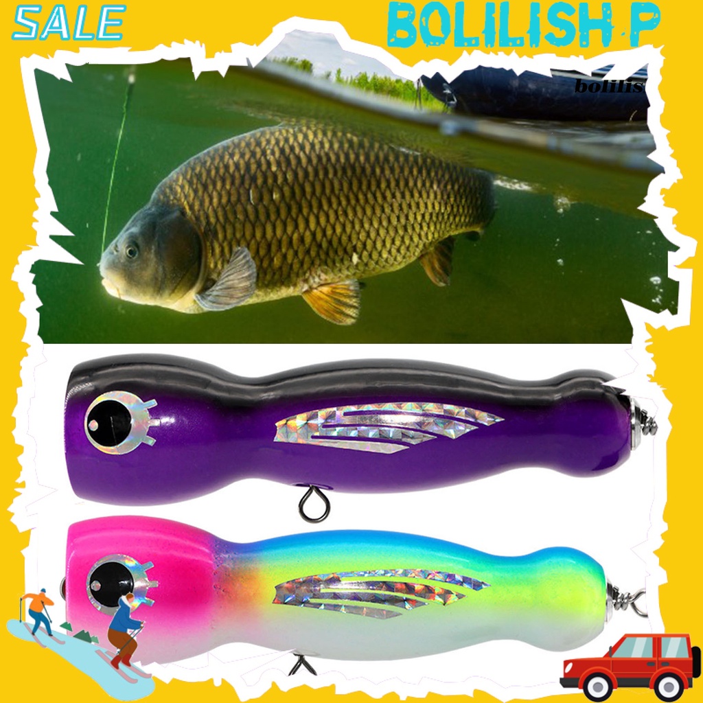 Bo-17cm/115g Umpan Pancing Kayu Kait Tajam Warna-Warni Lukisan Perahu Laut Dalam Memancing Gelombang Besar Mendaki Palsu Popper Umpan Untuk Offshore