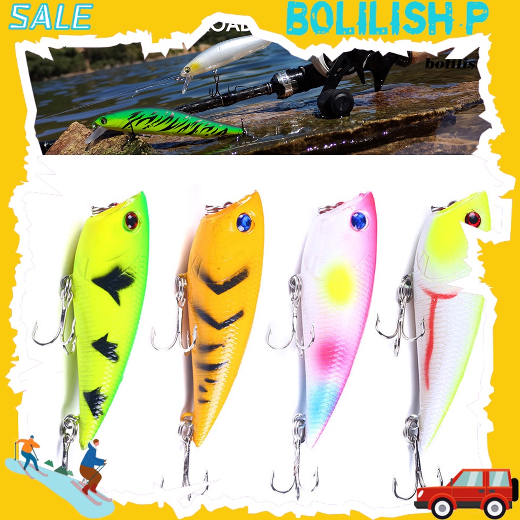 Bo-7cm/7.7g Pemikat Pancing Tampilan Realistis Warna Vibrant Hidup 3D Mata Ramah Lingkungan Reusable Meningkatkan Tingkat Memancing Plastik Sangat Simulasi Warna-Warni Memancing Popper Memikat
