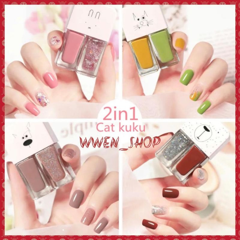 KUTEK 2 IN 1 HALAL KUTEKS 2 TONE KUTEK KOREA Cat Kuku muslimah Gel Nail polish