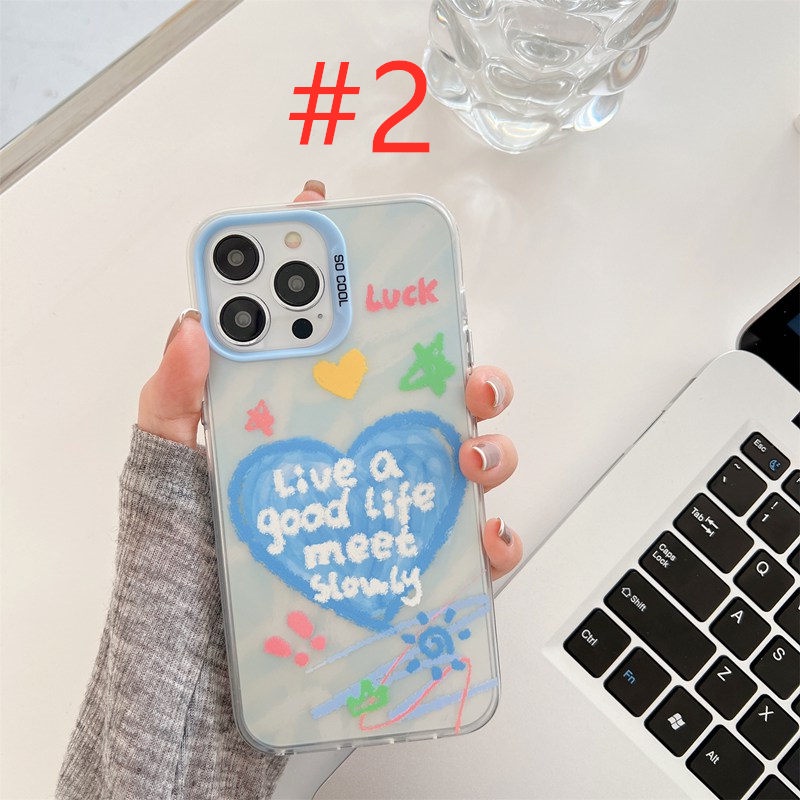 Lucky Blue Love Circle Tulips Skin Feel Soft Case HP iP iPhone 12 13 14 Pro Max 11 Woman Girl FTD Casing Apple